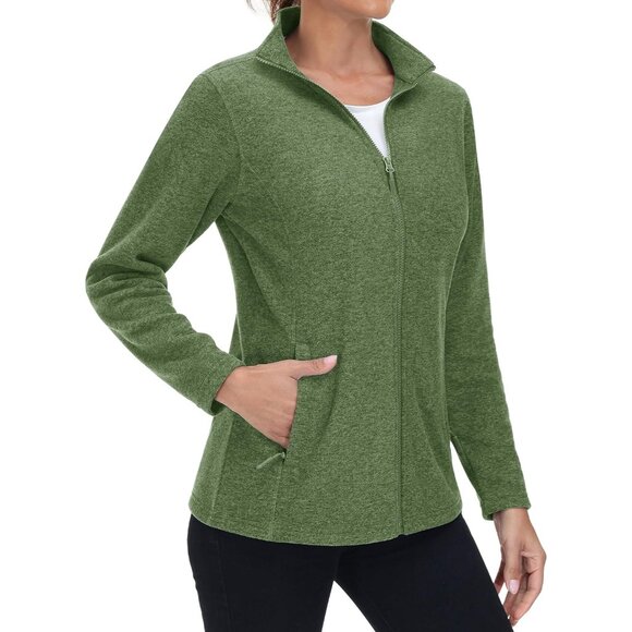Women’s Fleece Jacket Lightweight Zip Up Warm Casual Pockets Outdoor - Picture 2 of 8